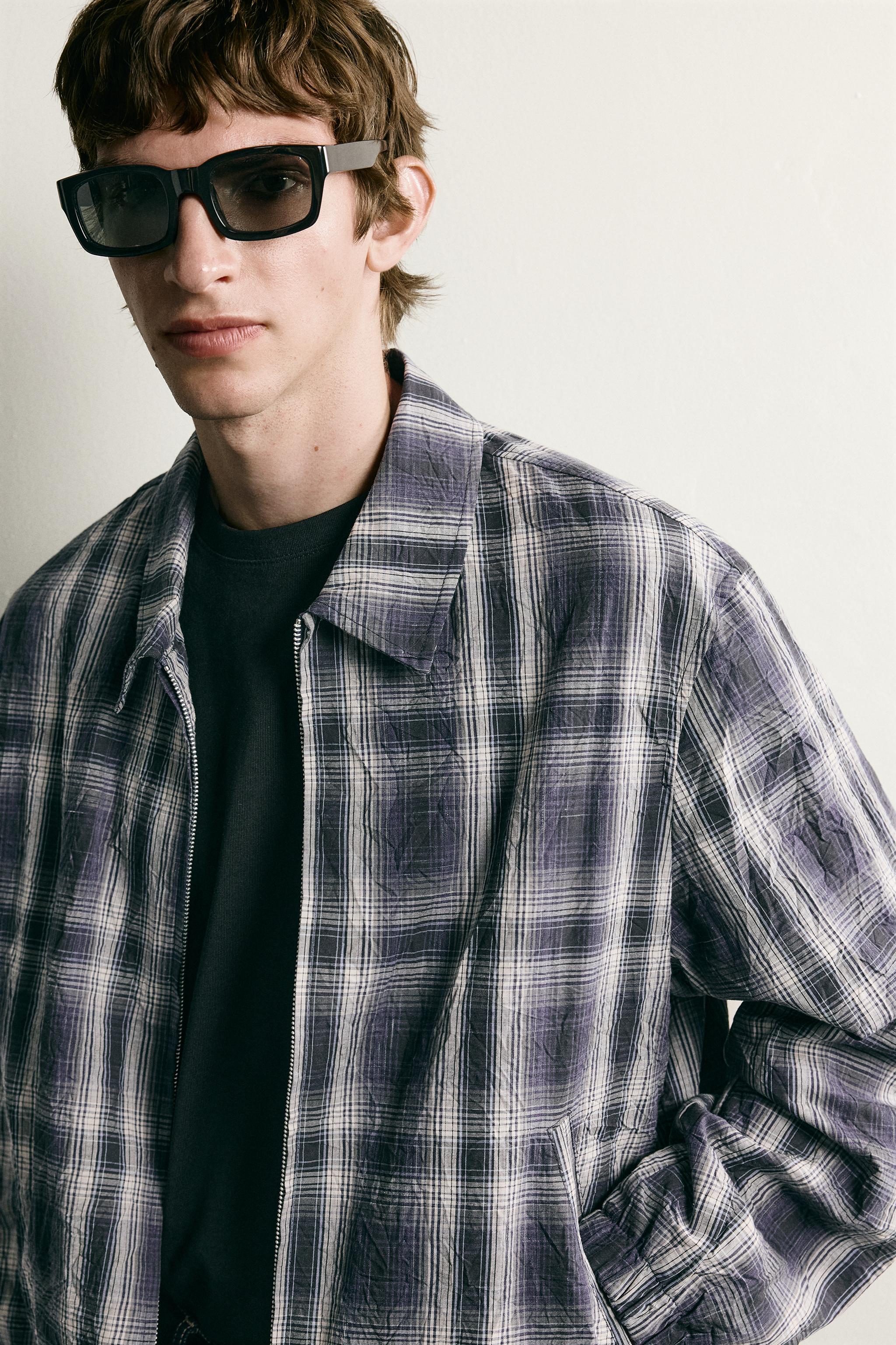 BLOUSON COUPE DÉCONTRACTÉE À CARREAUX